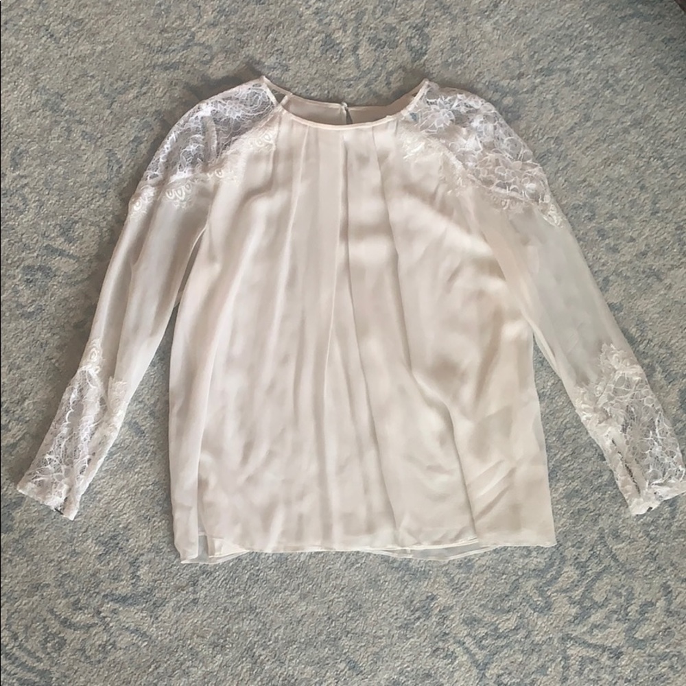 Alice and Olivia white blouse, lace detail size S